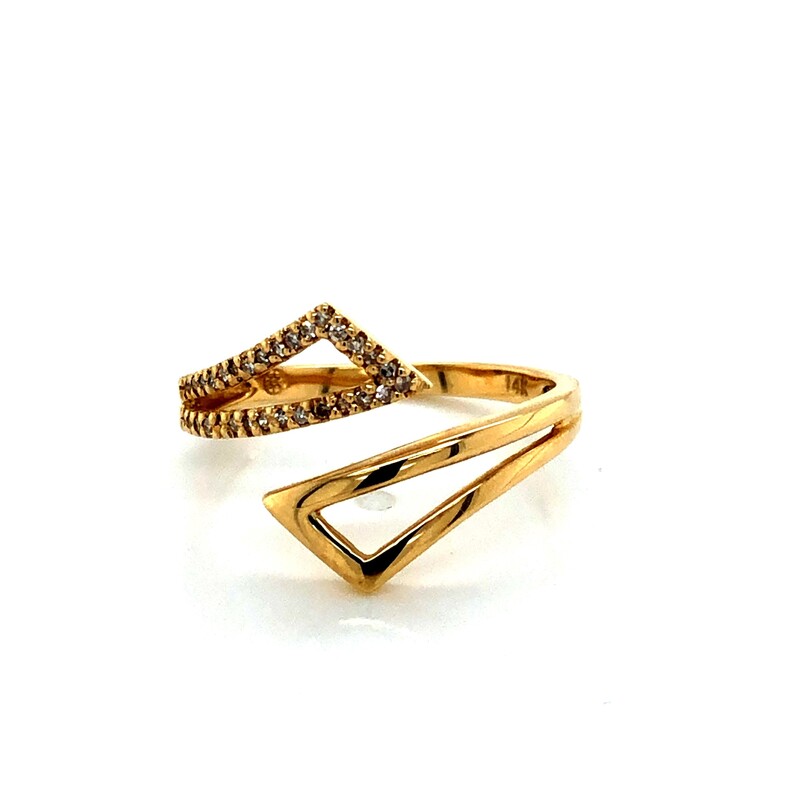 14 Karat yellow gold bypass ring with 32=0.10 total weight Single Cut G I Diamonds