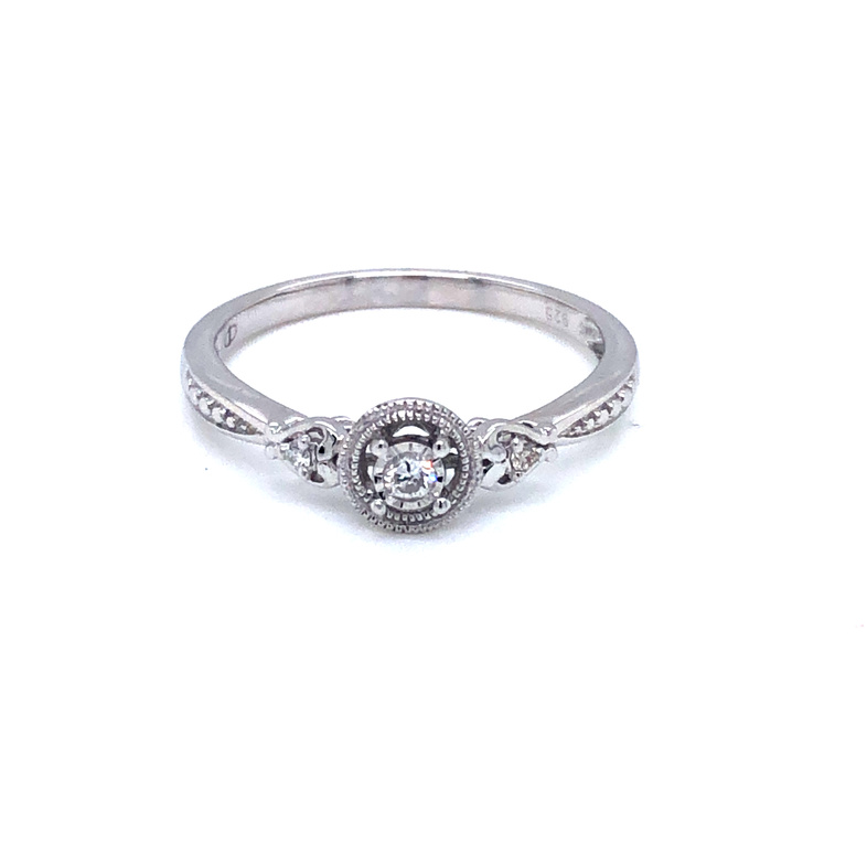 Sterling Silver and Diamond Ring 0.06CTW
