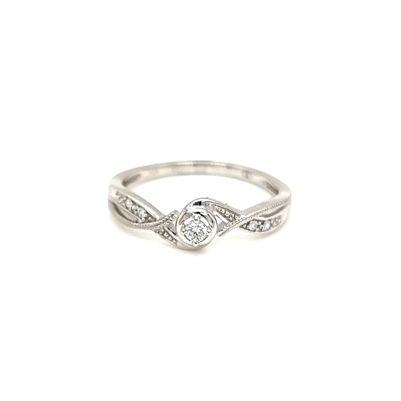 10K White Gold Diamond Ring 0.07CTW
