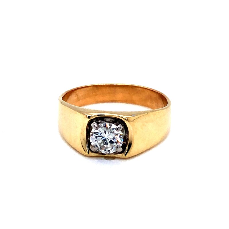 Gent s Yellow 14 Karat Ring With One 0.65Ct Round Brilliant J SI1 Diamond