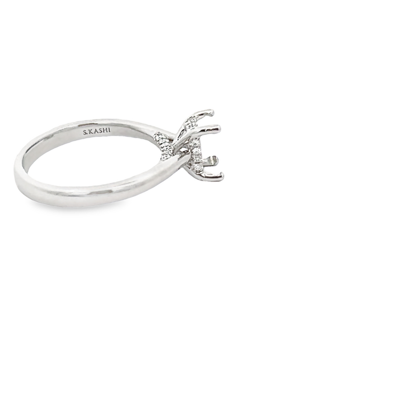 Platinum semi mount engagement ring with 28=0.30tw Round Brilliant G VS Diamonds
