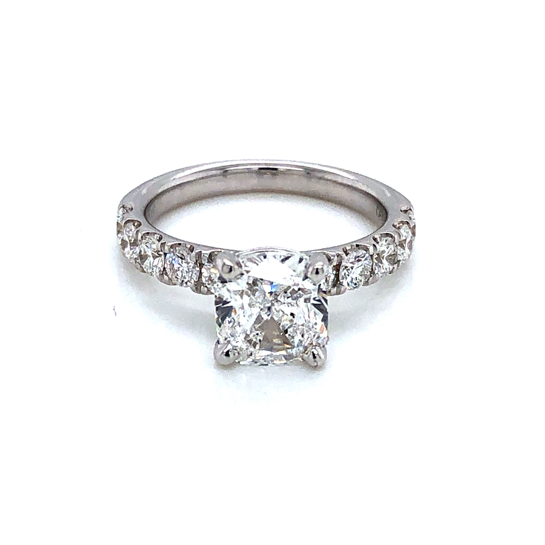 14 karat white gold Diamond semi mount Ring Size 6.5 with 10=0.92Tw Round Brilliant G Vs Diamonds
