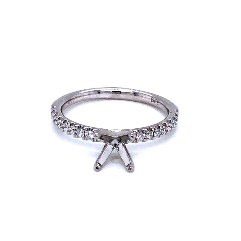 14 Karat White Gold Semi Mount Ring With 18=0.23TW Round Brilliant G VS Diamonds