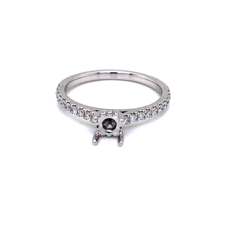 14 Karat White Gold Semi Mount Ring With 20=0.33TW Round Brilliant G VS Diamonds