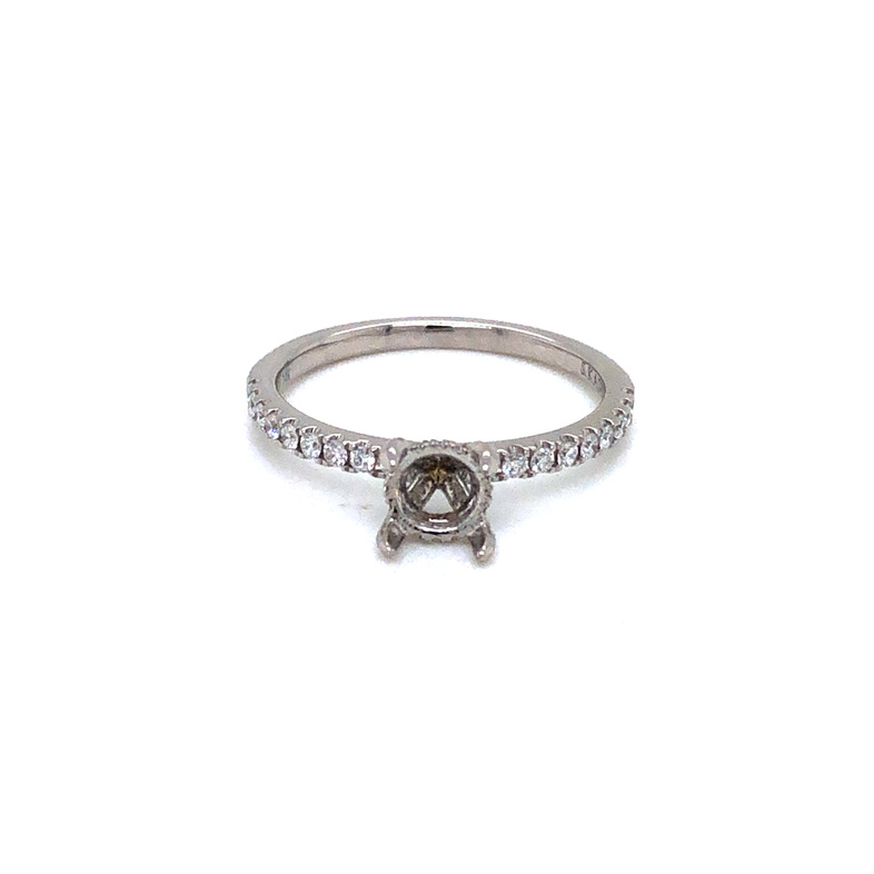 14 Karat White Gold Semi Mount With 46=0.28TW Round Brilliant G VS Diamonds