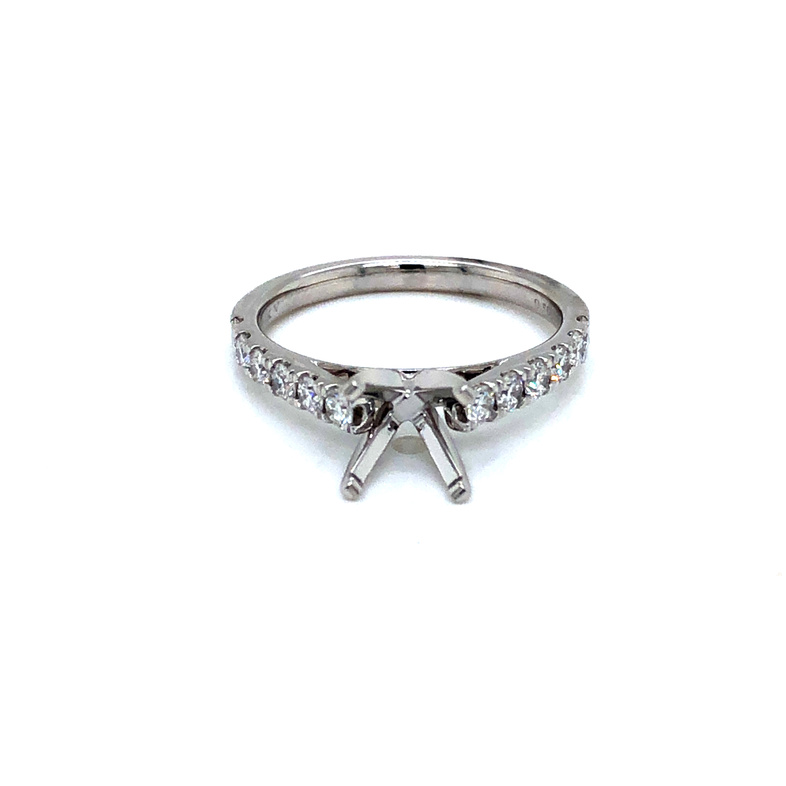 14 Karat White Gold Semi Mount With 12=0.50TW Round Brilliant G VS Diamonds