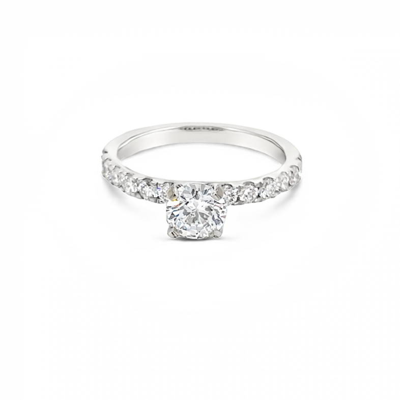14 karat white gold Diamond semi mounting  0.50 carat total weight  G color  VS clarity