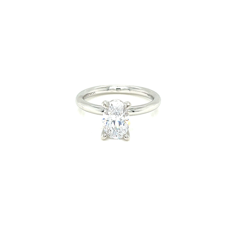 White 14 Karat Solitaire semi mount engagement ring with oval head Size 6.5