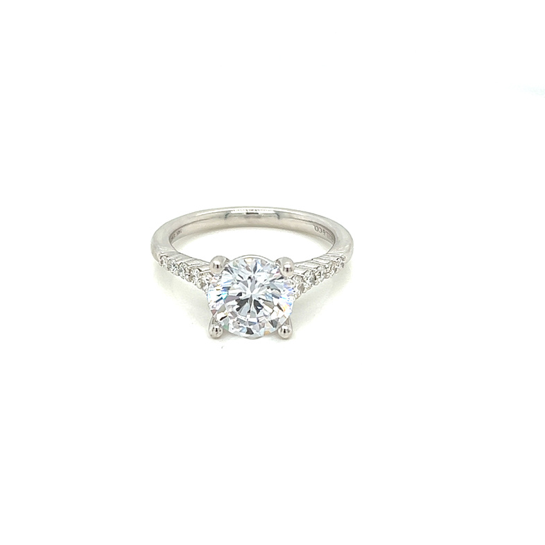 White 14 Karat Contemporary semi mount engagement Ring Size 6.5 With 10=0.25Tw Round Brilliant G/H Si Diamonds