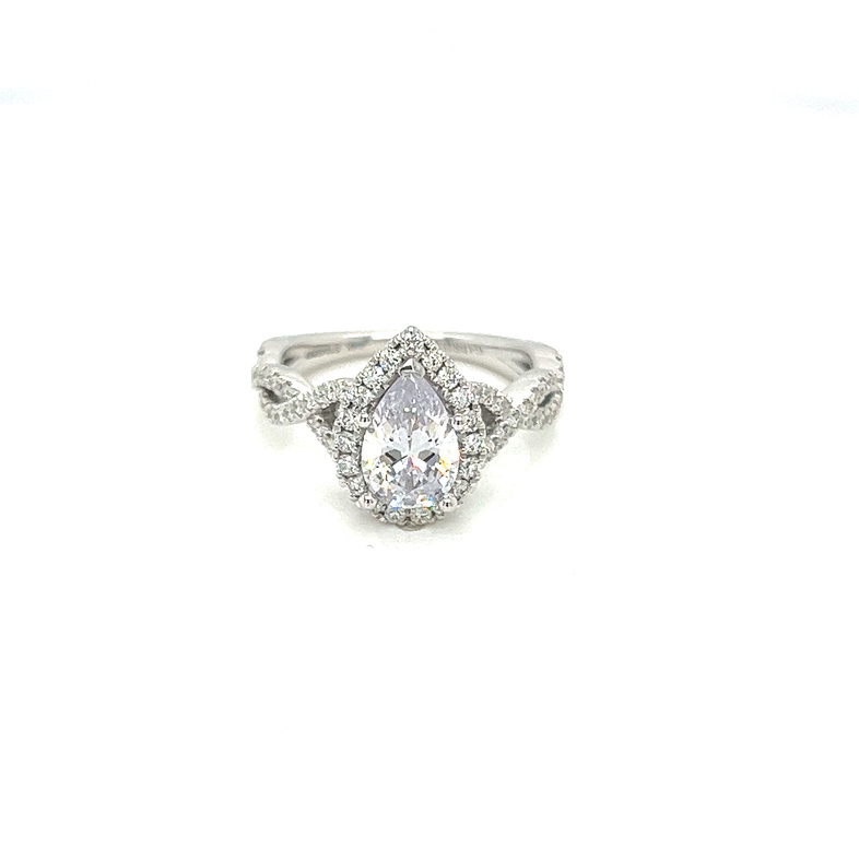 14 Karat twist semi mount engagement ring Size 6.5 with 67=0.44 total weight round brilliant G VS Diamonds