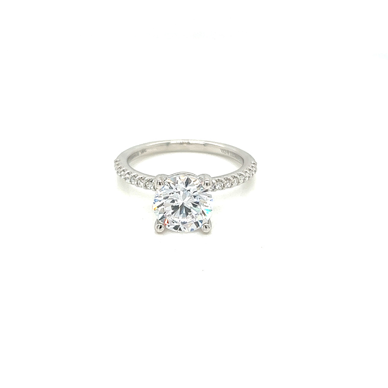 White 14 Karat Shared Prong engagement Ring Size 6.5 With 20=0.15Tw Round Brilliant G/H Si Diamonds