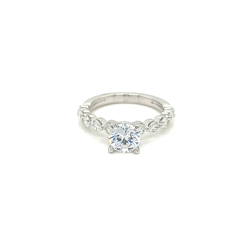 White 14 Karat engagement Ring Size 6.5 with 10=0.75tw Round Brilliant G VS Diamonds