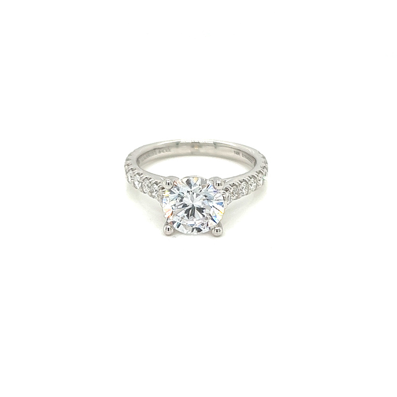 White 14 Karat engagement Ring Size 6.5 with 18=0.61tw Round Brilliant G/H SI Diamonds