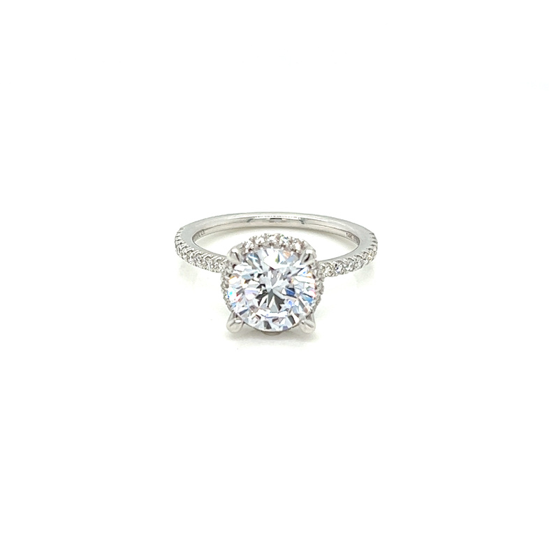 White 14 Karat Halo semi mount engagement Ring Size 6.5 With 0.31Tw Round Brilliant G/H Si Diamonds