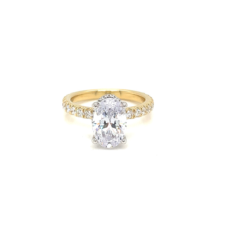 14 Karat Accented semi mount engagement Ring Size 6.5 With 0.71Tw Round Brilliant G VS Diamonds