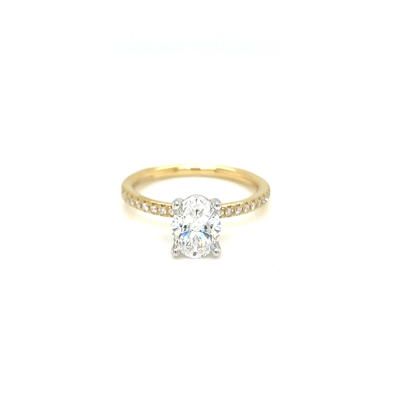 Yellow 14 Karat semi mount engagament Ring Size 6.5 With 0.18Tw Round Brilliant G/H Si Diamonds