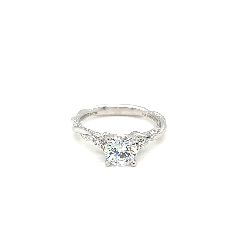 White 14 Karat Infinity/Twist semi mount engegement Ring With 0.13Tw Round Brilliant G/H Si Diamonds