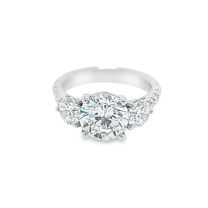 White 14 Karat SAMPLE semi mount Ring Size 6.5 With 26=1.45Tw Rb Cubic Zirconiums