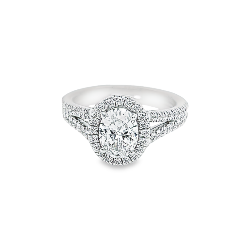 White 14 Karat SAMPLE semi-mount ring With 85=0.51Tw Rb Cubic Zirconiums