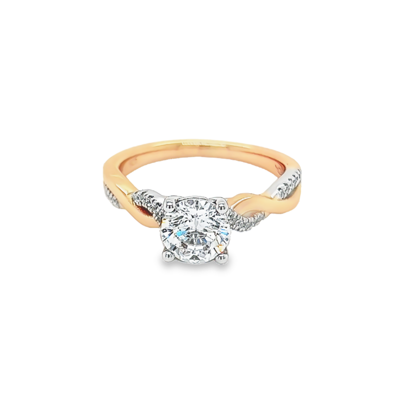 Rose 14 Karat SAMPLE semi mount Ring With 24=0.09Tw Rb Cubic Zirconiums