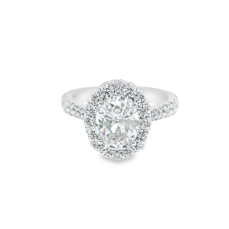 White 14 Karat SAMPLE semi mount Ring With 1.13Tw Rb Cubic Zirconiums