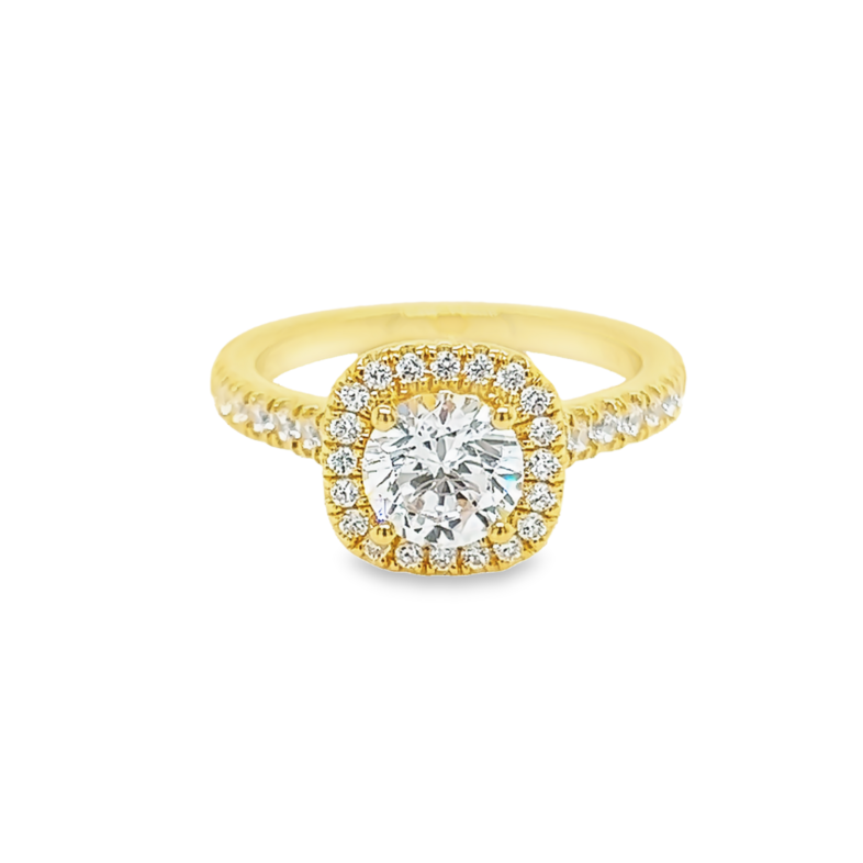 Yellow 14 Karat SAMPLE semi mount ring With 34=0.36Tw Rb Cubic Zirconiums