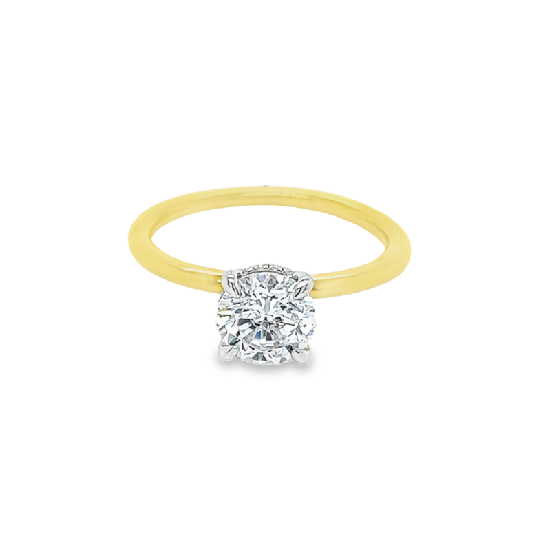 Yellow 14 Karat SAMPLE semi mount Ring With 16=0.04Tw Rb Cubic Zirconiums