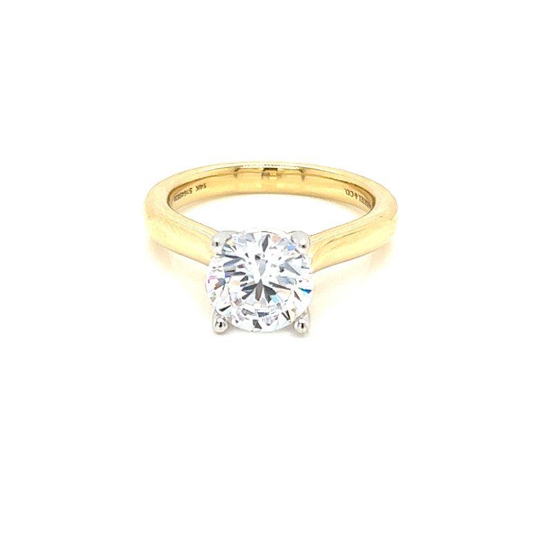 14 Karat yellow gold semi mount solitaire engagement with white gold head