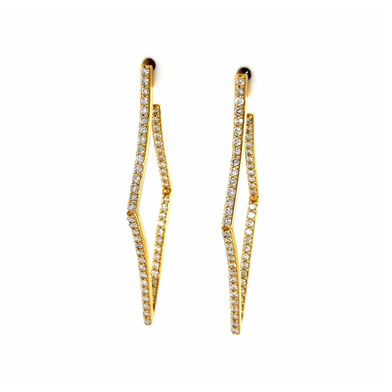 Yellow 14 Karat Dangle Earrings with 108=1.52tw Round Brilliant G VS Diamonds