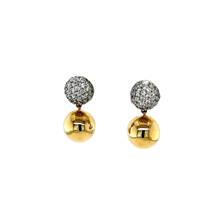 Yellow 14 Karat Dangle Earrings with 110=0.75tw Round Brilliant G VS Diamonds