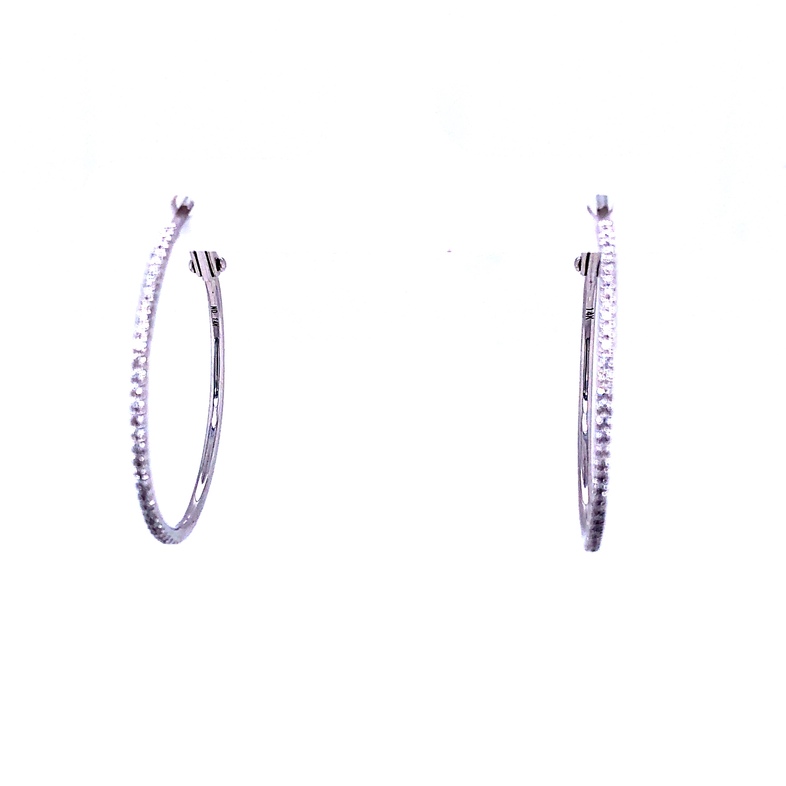 White 14 Karat Diamond Hoop Earrings With 66=0.30Tw Round Brilliant G VS Diamonds  dwt: 2.6