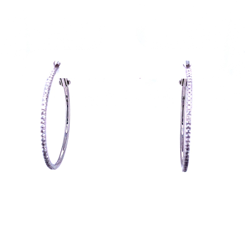 White 14 Karat Diamond Hoop Earrings With 66=0.30Tw Round Brilliant G VS Diamonds  dwt: 2.6
