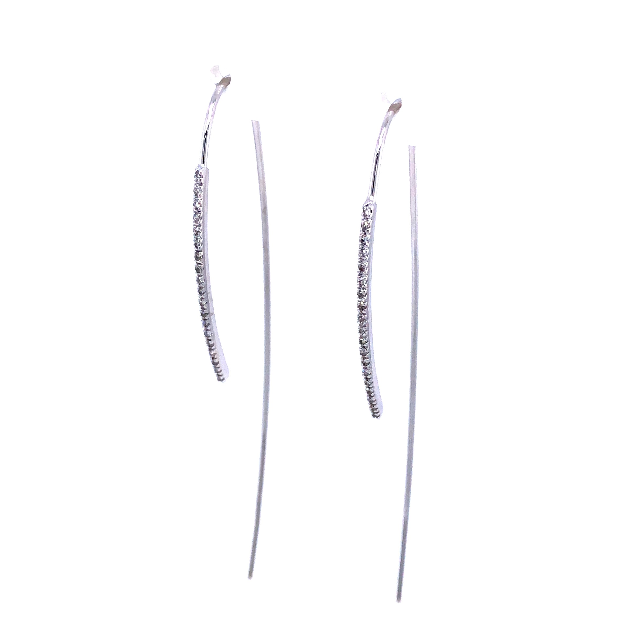 White 14 Karat Threader Earrings With 38=0.12Tw Round Brilliant G I Diamonds