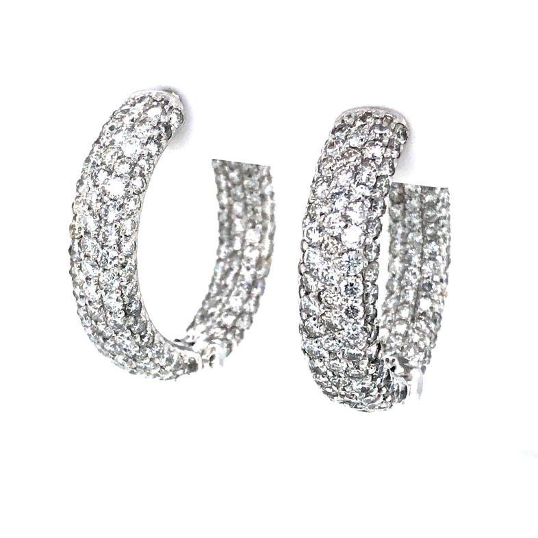 White 14 Karat Diamond Open Hoop Earrings With 5.11Tw Round Brilliant G SI1 Diamonds