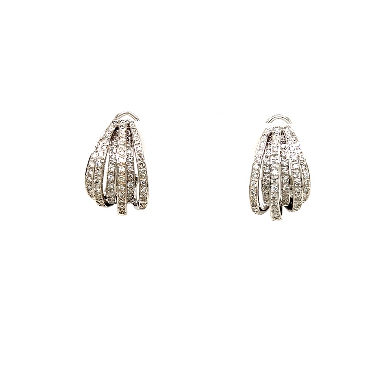 White 14 Karat Multi Hoop Earrings with 134=2.80tw Round Brilliant G VS Diamonds