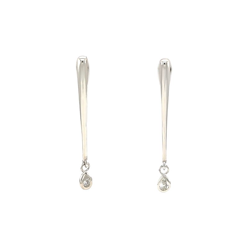 White 14 Karat Pear Diamond Dangle Earrings With 2=0.10Tw G VS Pear Diamonds