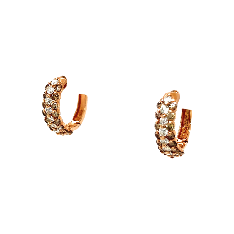 Rose 14 Karat Diamond Hoop Earrings With 50=2.85Tw Round Brilliant Diamonds