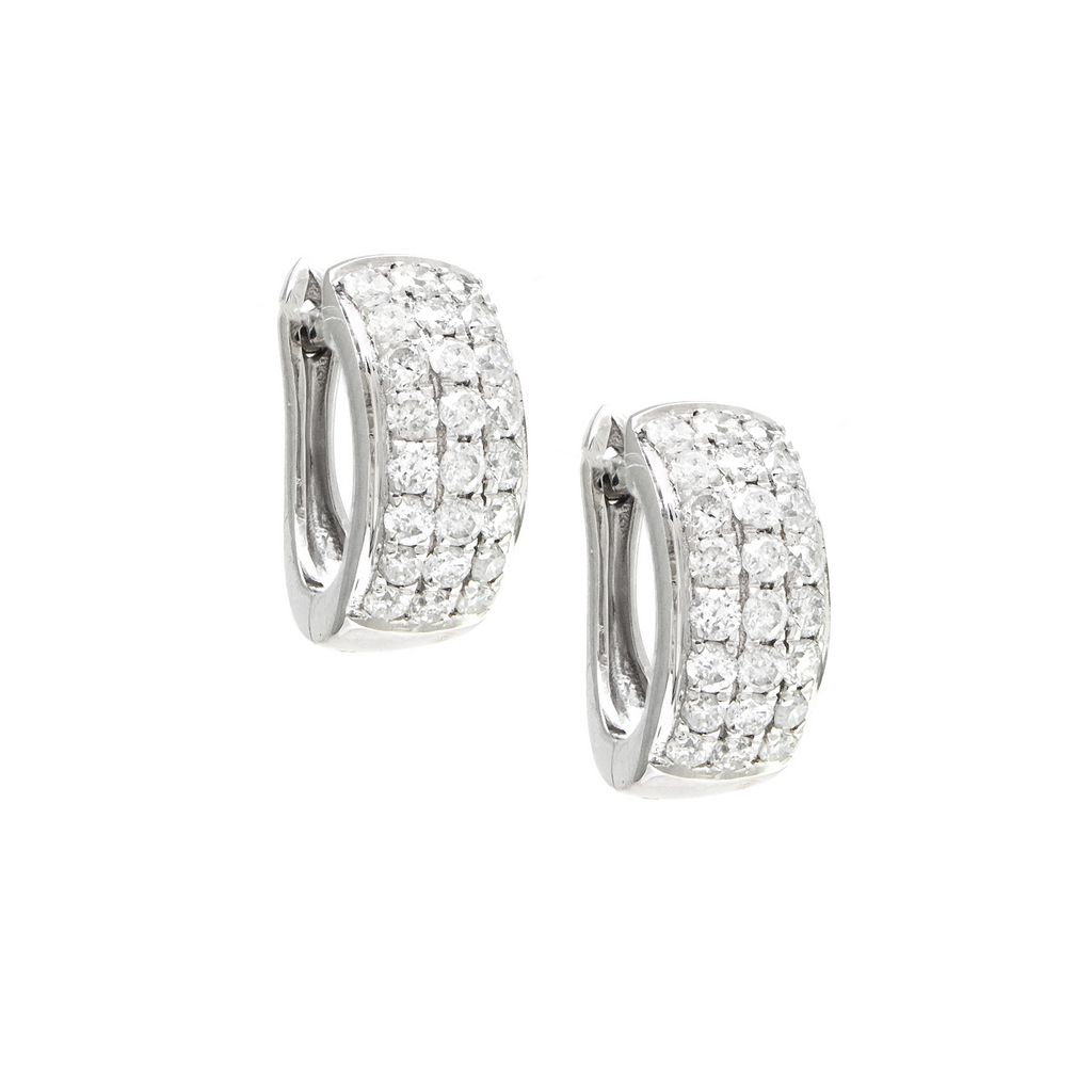 White 14 Karat Small Hoop Earrings with 48=0.50tw Round Brilliant G I Diamonds