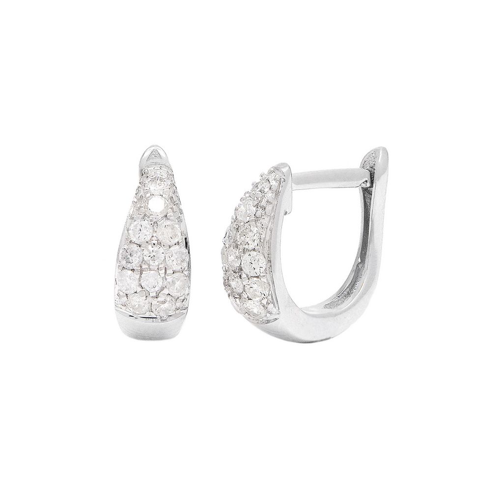 White 14 Karat Small Hoop Earrings with 24=0.50tw Round Brilliant G I Diamonds
