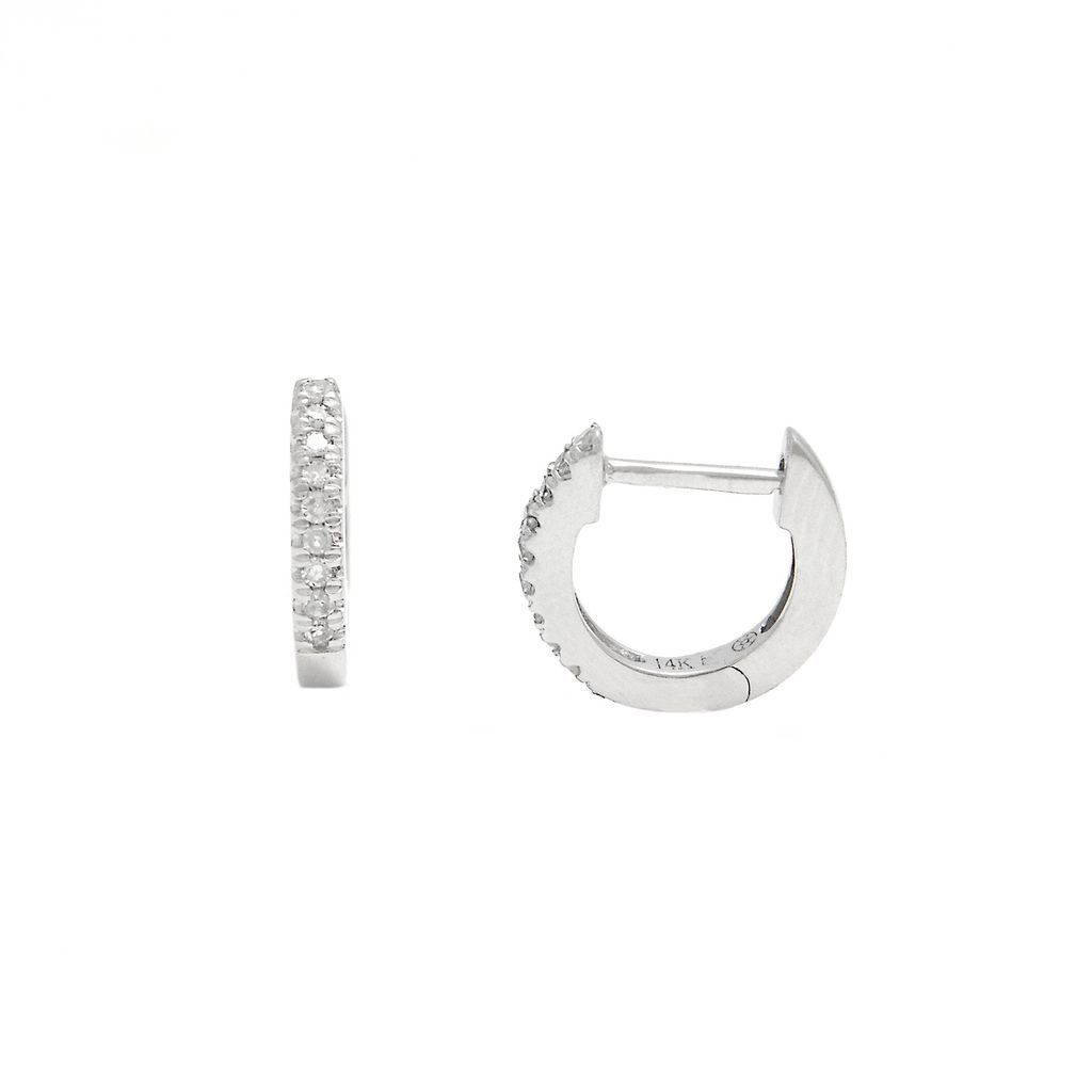 White 14 Karat Small Diamond Hoop Earrings with 18=0.06tw Round Brilliant G I Diamonds