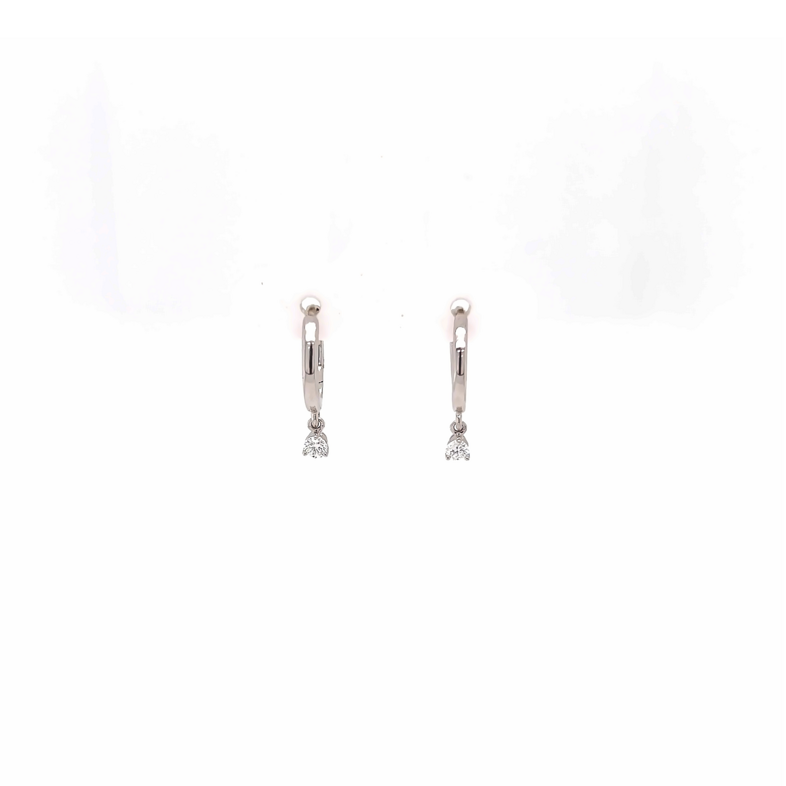 White 14 Karat Diamond Drop Earrings With 2=0.16Tw Round Brilliant G SI Diamonds