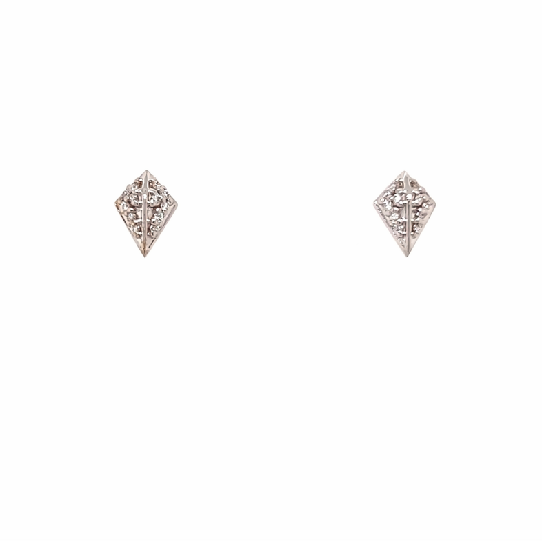 White 14 Karat Stud Earrings with 24=0.14tw Round Brilliant G VS Diamonds