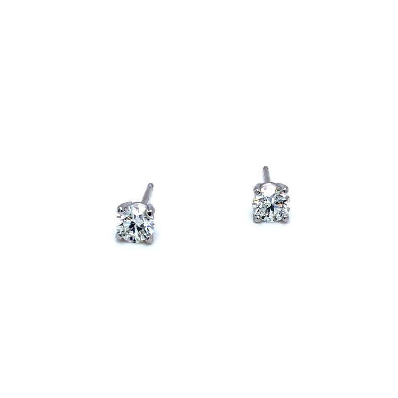4-prong White 14 Karat Earrings With 2=0.63Tw Round Brilliant F SI2 Diamonds