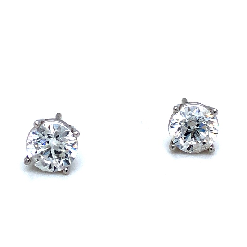 4- prong White 14 Karat Earrings With 2=1.56Tw Round Brilliant G I2 Diamonds