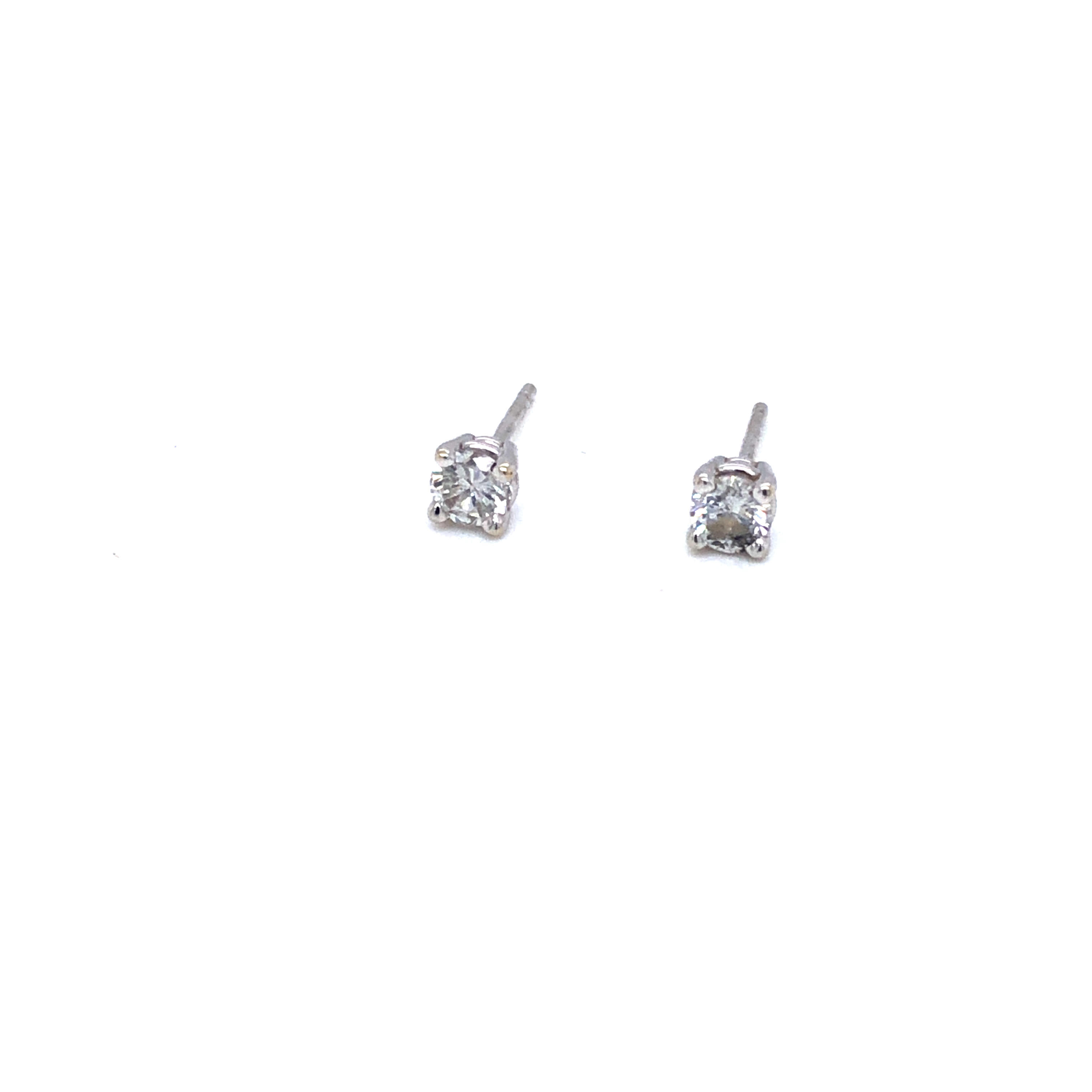 Lady s White 14 Karat Earrings 2=0.62tw Round Brilliant J I1 Diamonds