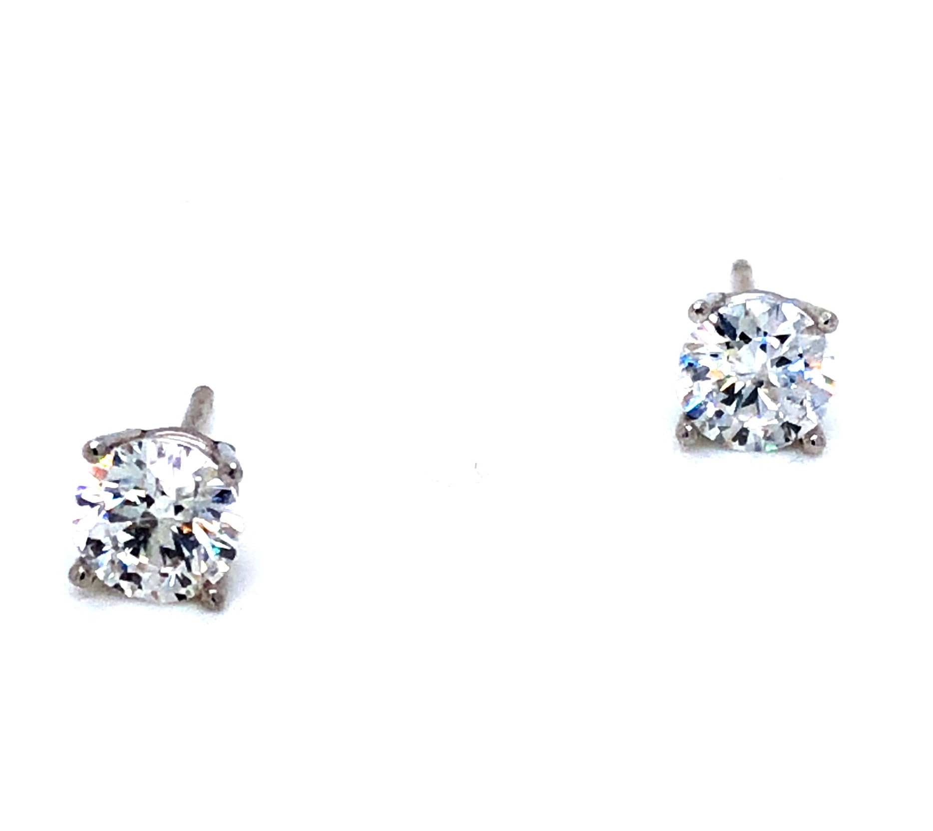 Lady s White 14 Karat Earrings With 2=1.08Tw Round Brilliant F I2 Diamonds