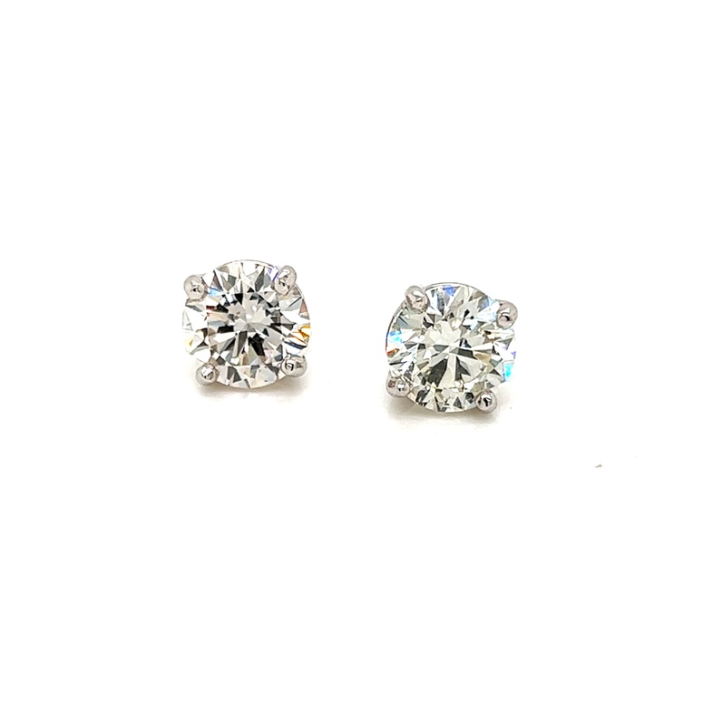 Lady s White 14 Karat Earrings With 2=3.01Tw Round Brilliant K SI2 Diamonds  GIA 6361997174 & GIA 7416822103.