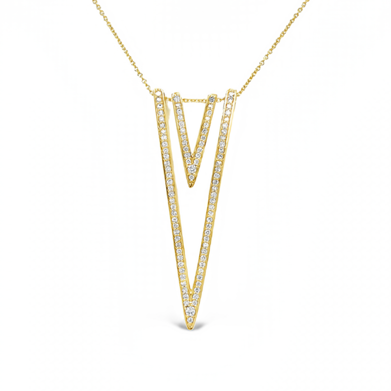Yellow 14 Karat Free Form Pendant With 94=0.65Tw Round Brilliant G SI Diamonds
