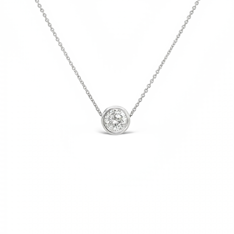 White 14 Karat Round Solitaire Pendant With One 0.75Ct Round Brilliant G I2 Diamond