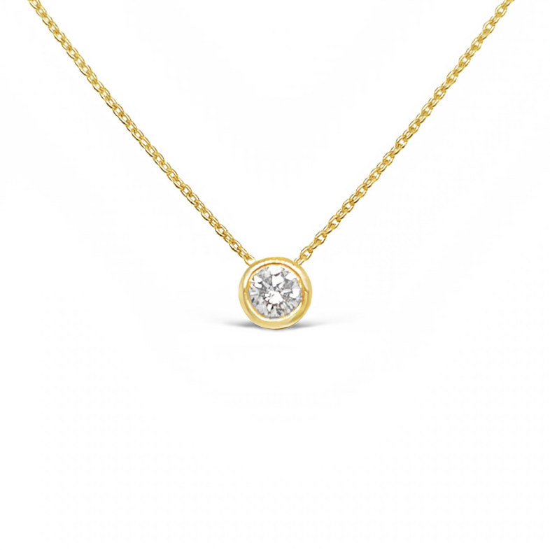 Yellow 14 Karat Round Solitaire Pendant with One 0.20ct Round Brilliant G SI1 Diamond